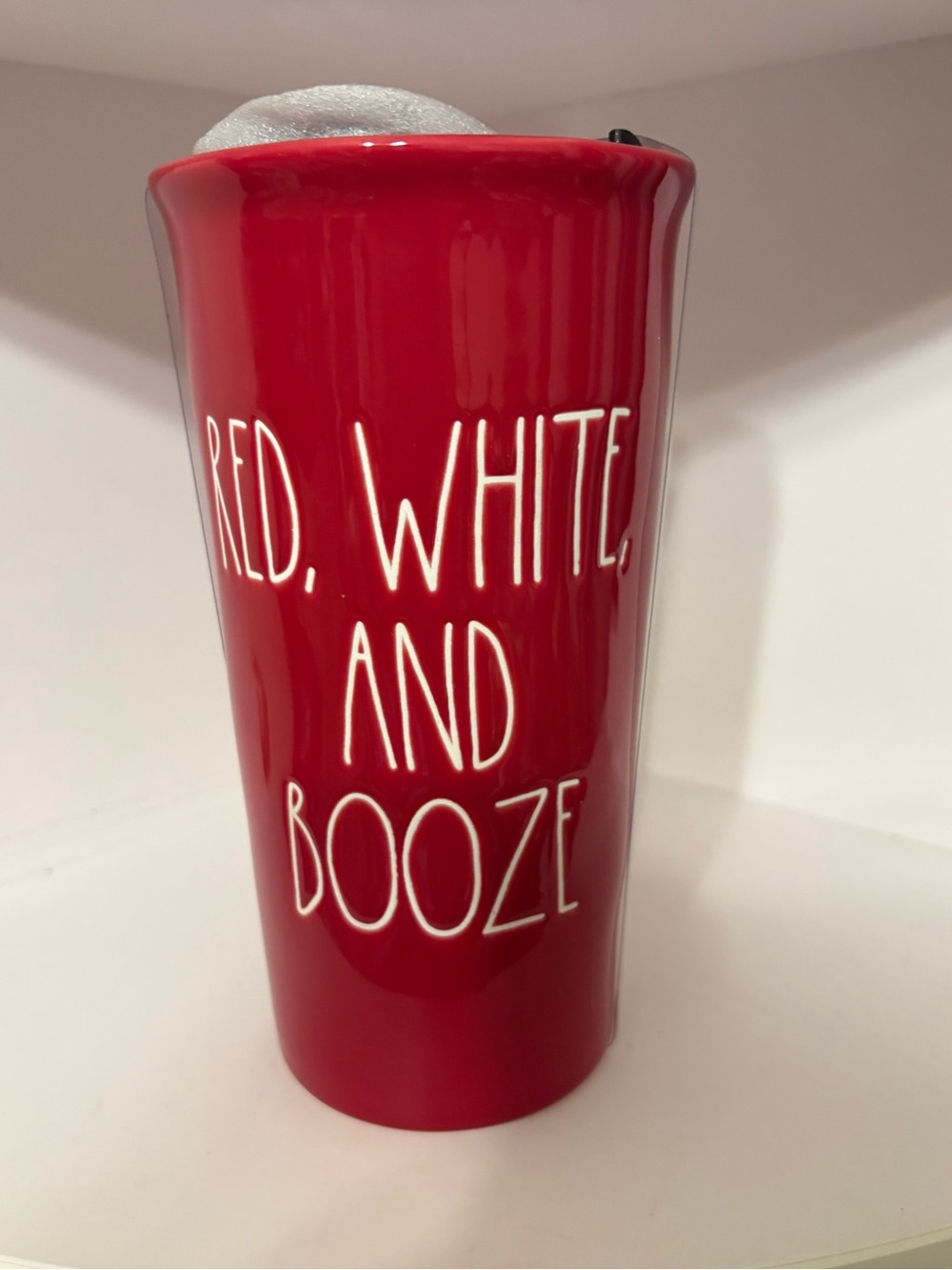 Rae Dunn Artisan Red Ceramic Tumbler with White Lettering